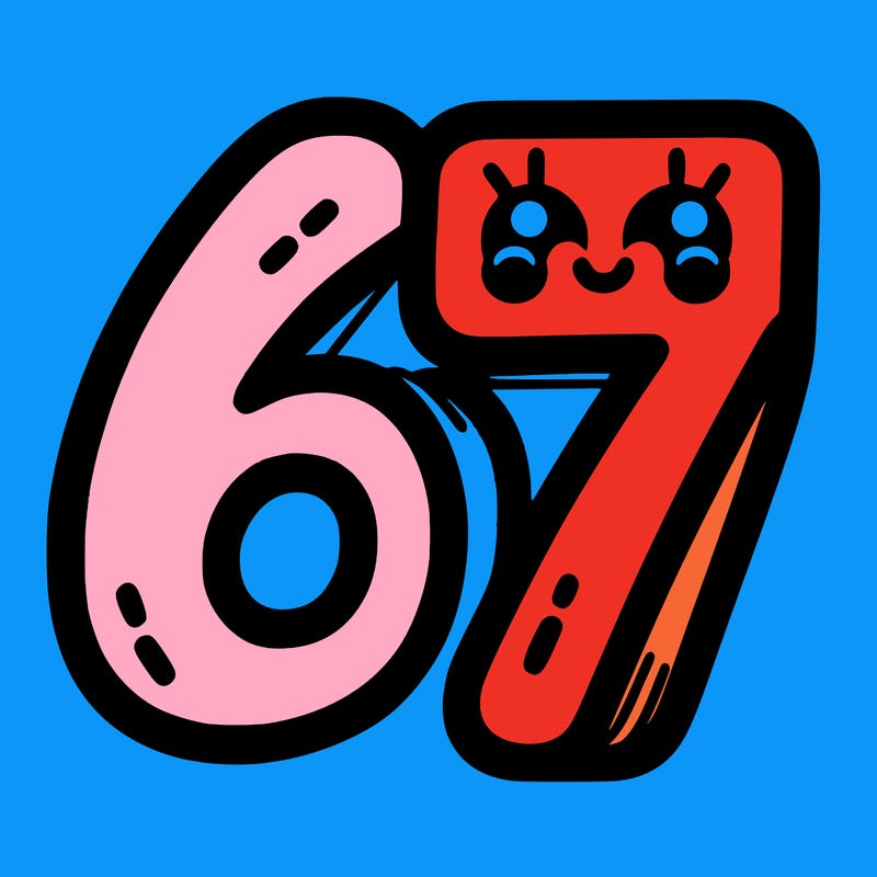 the numbers 67