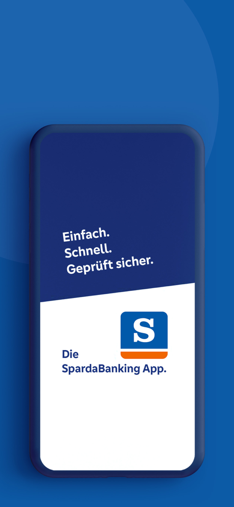 SpardaBanking App - SpardaBanking app welcome screen on a smartphone featuring security and speed slogans