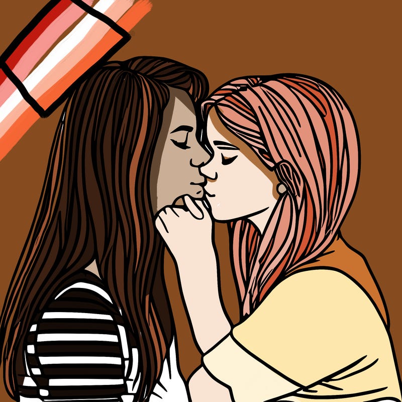 two girls kissing