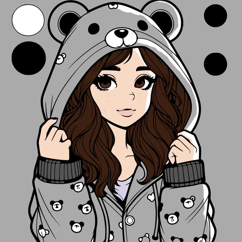 realistic girl in a animal pjs hoodie