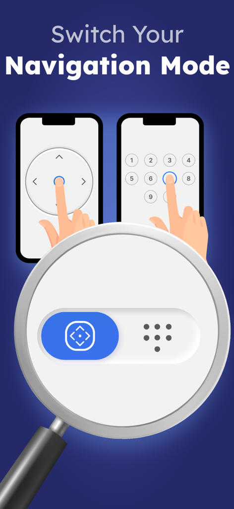 Sam TV Remote Control - A screenshot of the Sam TV Remote Control app showing two navigation interface options with a directional pad and a numeric keypad.