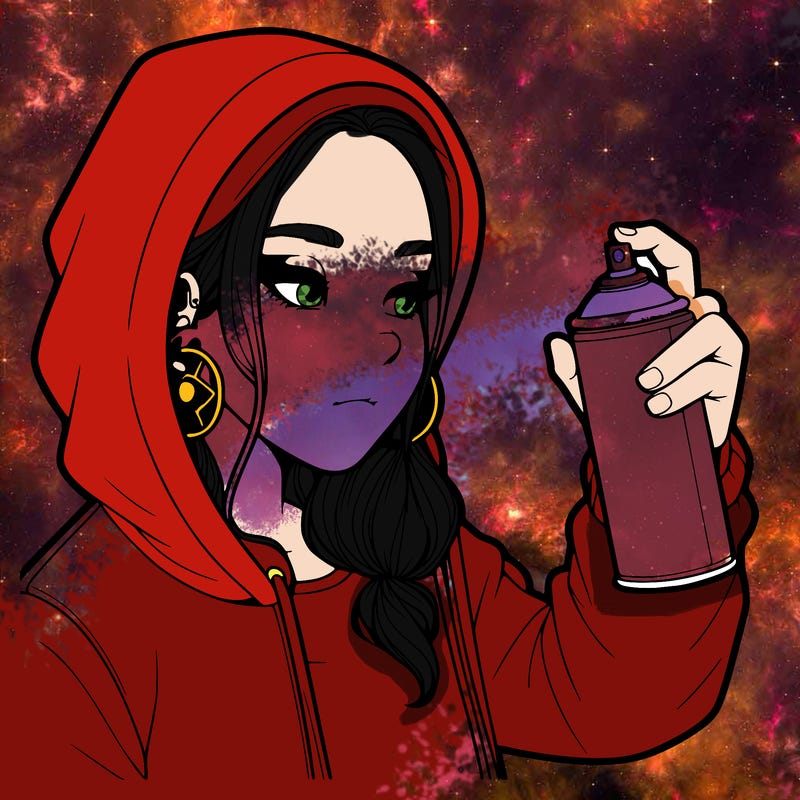 a realistic girl, spray painting