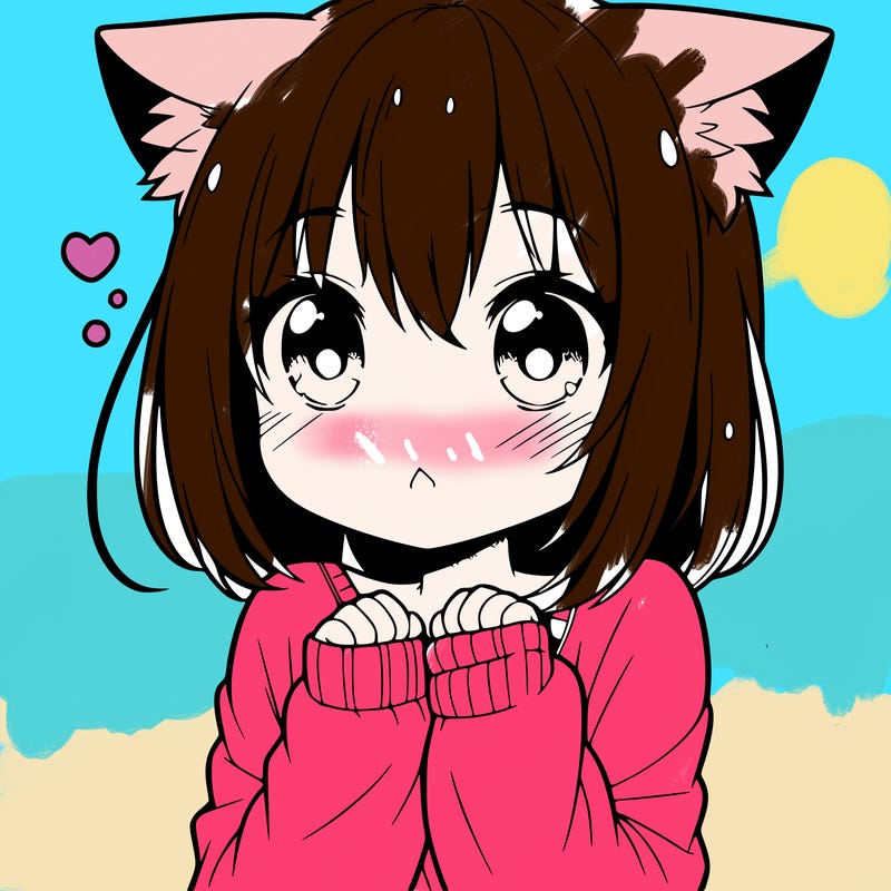 shy anime catgirl