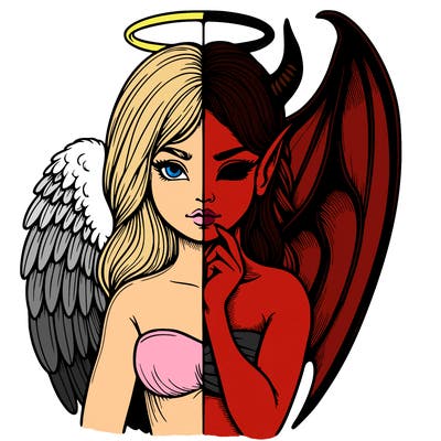 realistic angel half demon