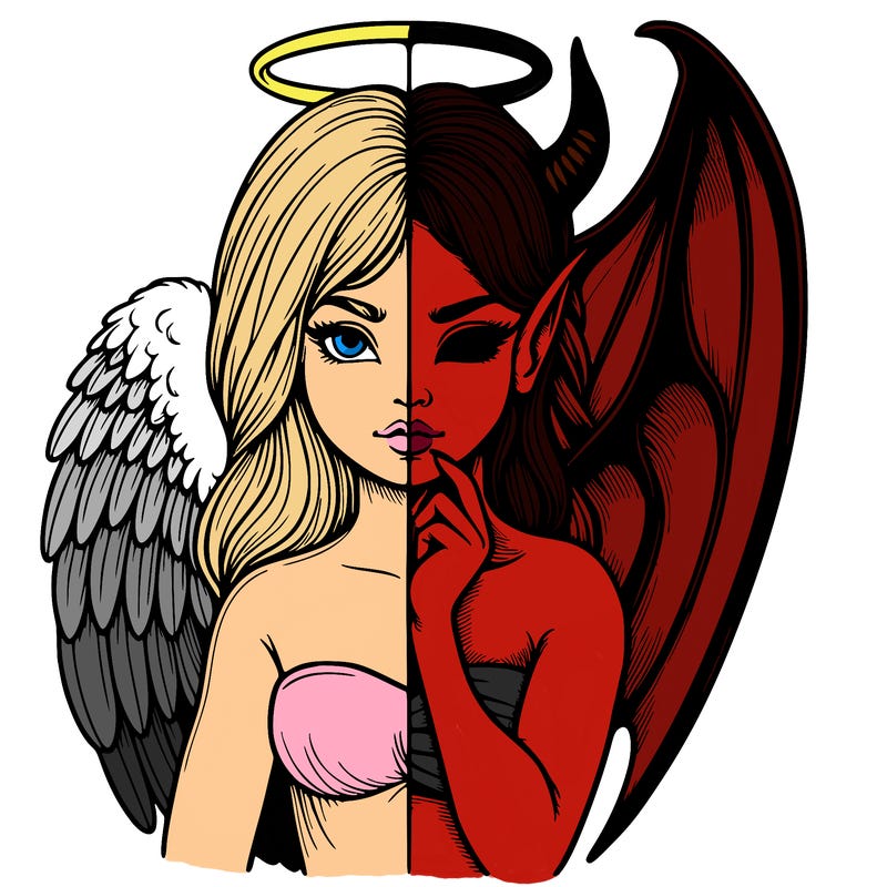 realistic angel half demon