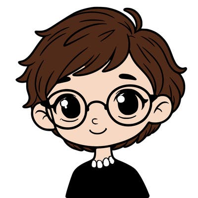 girl with short hair and glasses