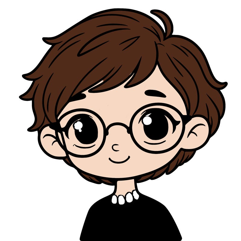 girl with short hair and glasses