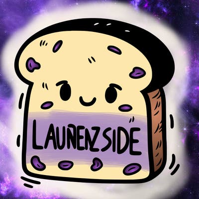 a piece of bread with the words laurenzside