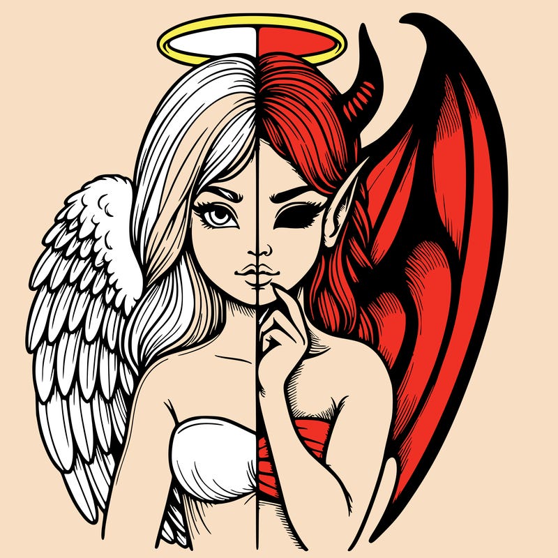 realistic angel half demon