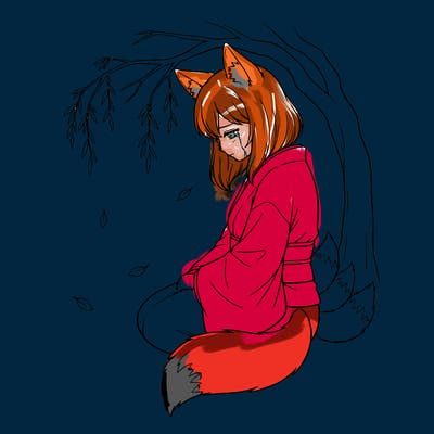 anime girl fox that is depressed