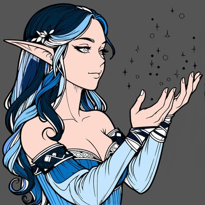 realistic elf girl doing magic