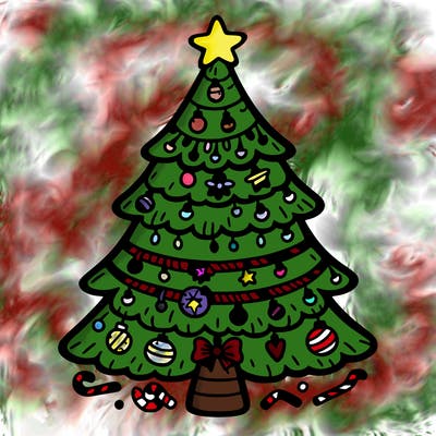 christmas tree with lots of details