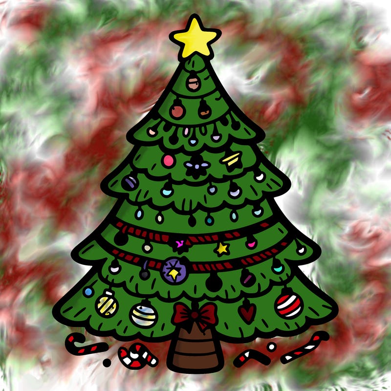 christmas tree with lots of details