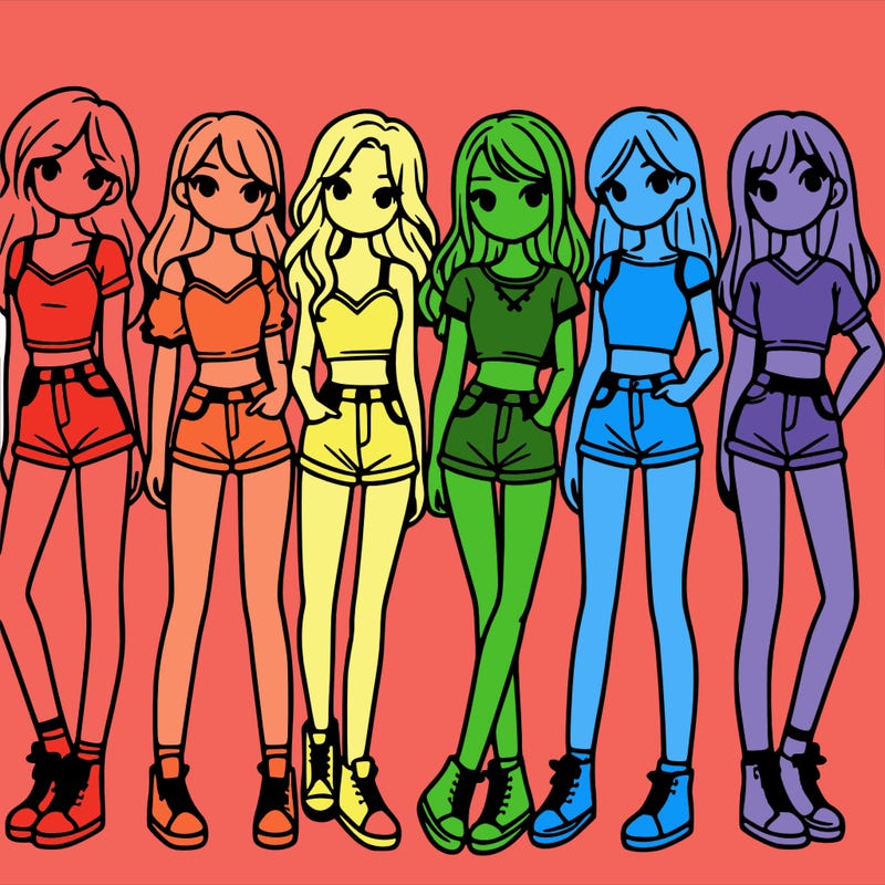 a group of girls wearing crop tops and shorts