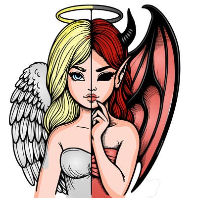 realistic angel half demon