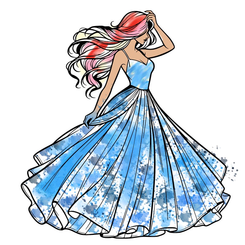 realistic woman with dress flowing in the wind