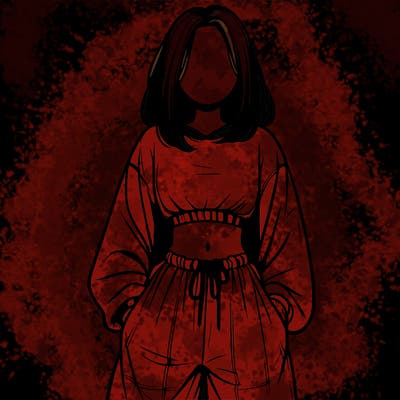 realistic girl faceless with baggy pants and a crop top