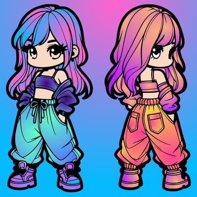 girl in crop top and baggy pants