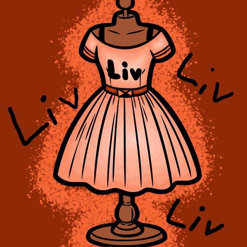 a blank dress on a stand shown