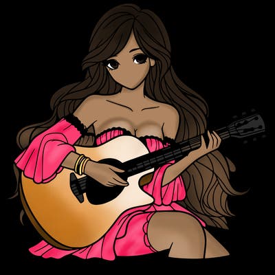 beautiful girl playing the guitar