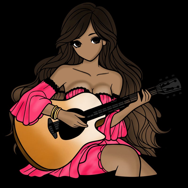 beautiful girl playing the guitar
