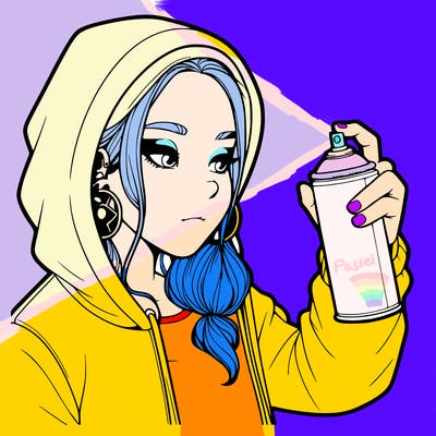 a realistic girl, spray painting