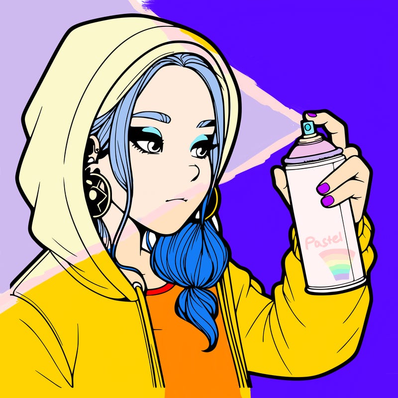 a realistic girl, spray painting