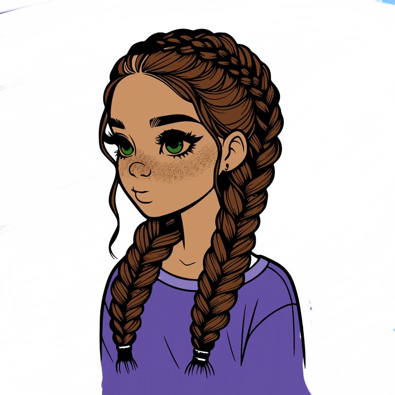 realistic girl with braids