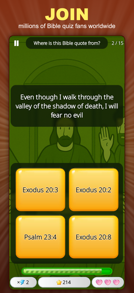 Bible Quiz: Trivia Game - A Bible trivia game question asking for the source of a famous scripture quote.