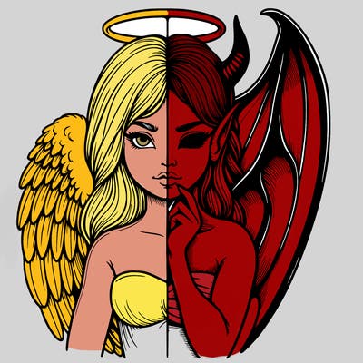 realistic angel half demon