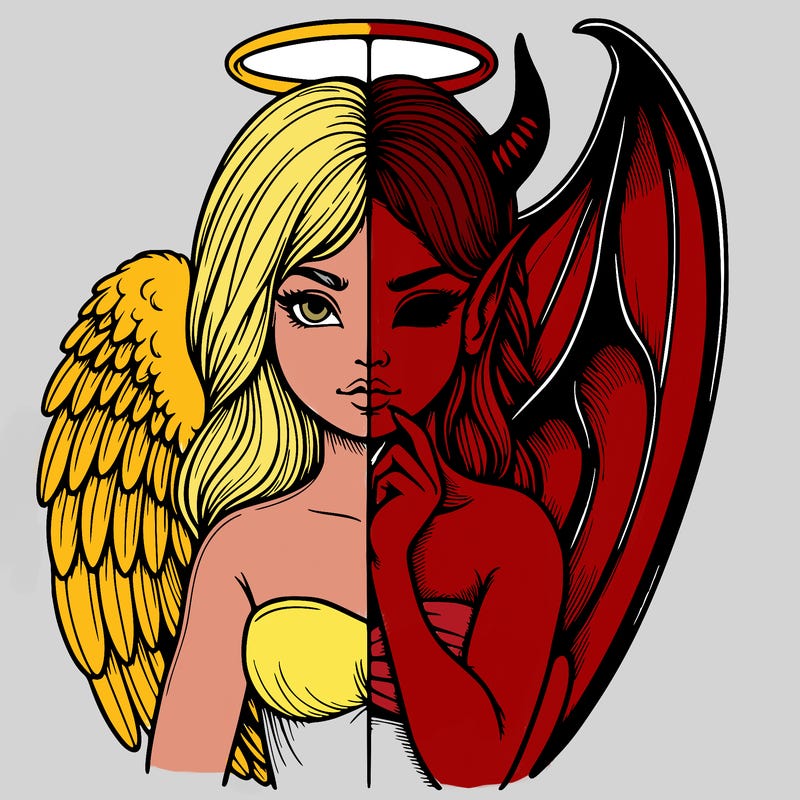 realistic angel half demon