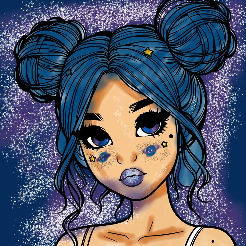 realistic girl with space buns