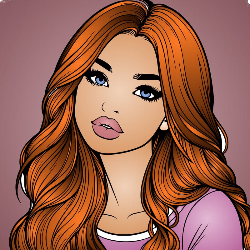 realistic girl with hair on her hair and lips