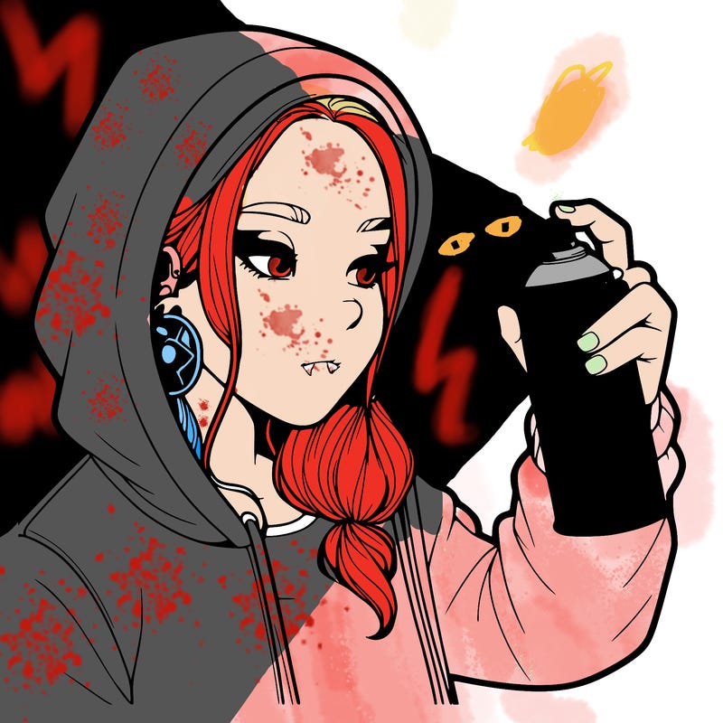 a realistic girl, spray painting