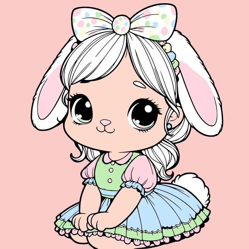 cute easter bunny girl realistic