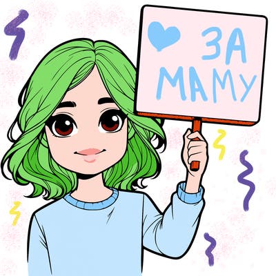 realistic girl holding up a sign