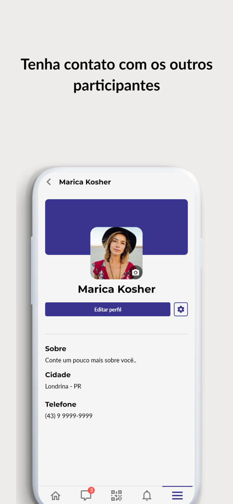Interfaccia dell'app Connected Smart Cities che mostra il profilo utente di un partecipante per il networking professionale.
