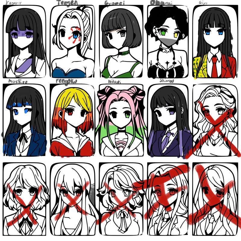 girls that look diffrent anime