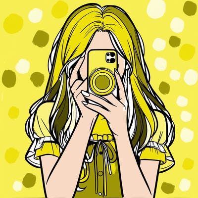 a realistic girl holding her phone taking pictures