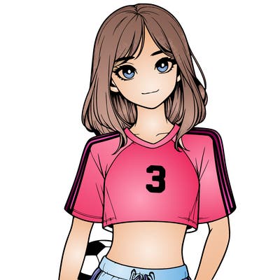 realistic girl wearing soccer jersey