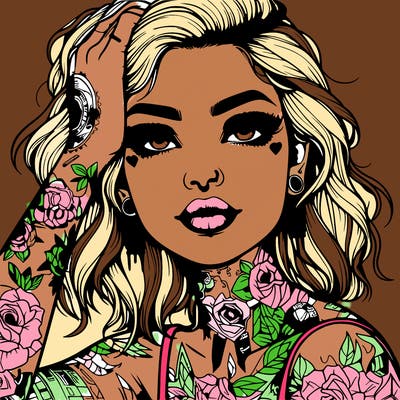 realistic girl with tattoos all over