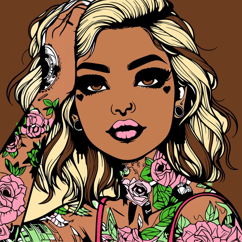 realistic girl with tattoos all over