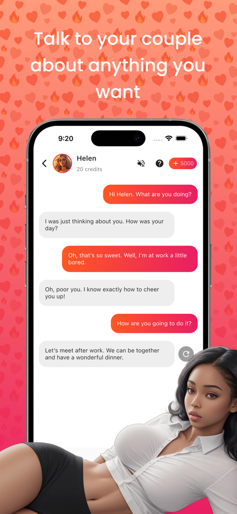 AI Girfriend Virtual CoupleAI - Smartphone screen displaying a chat conversation with an AI girlfriend character in the CoupleAI app.