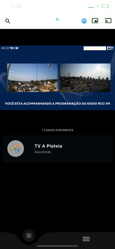 WiTV play - Interface de l'application WiTV play montrant une diffusion en direct de chaînes de télévision et de radio brésiliennes