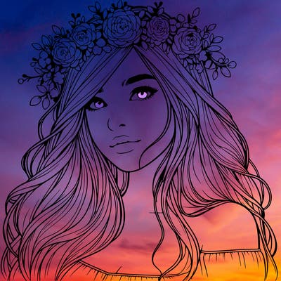 realistic girl with flower crown