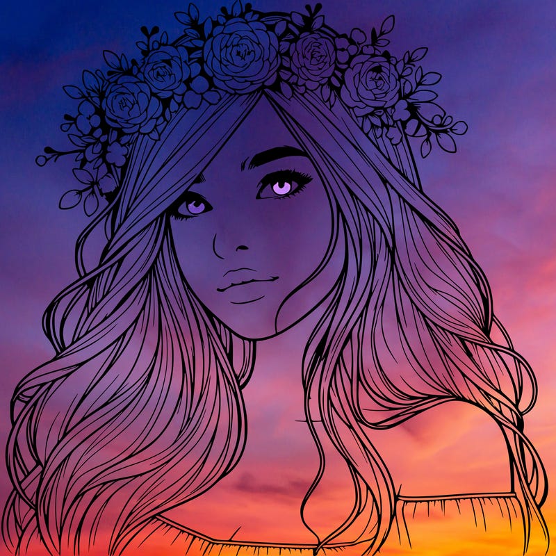 realistic girl with flower crown