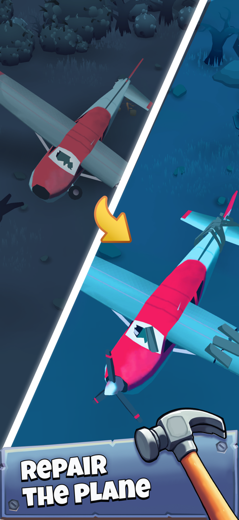 Screenshot of the repair the plane mission in Dark Forest Survivor