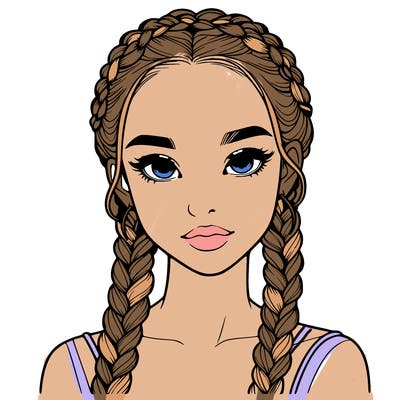 realistic girl with braids