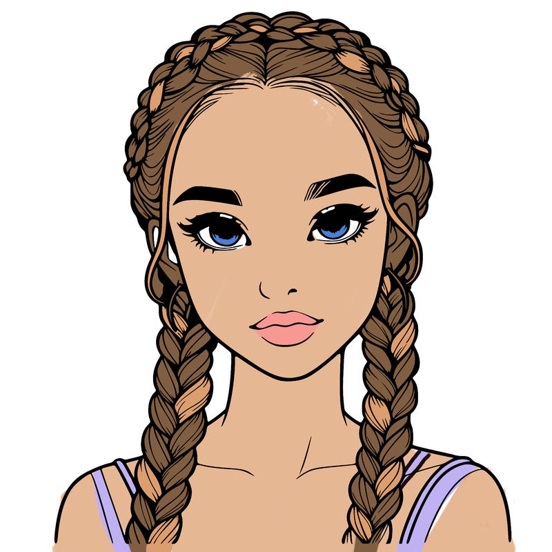realistic girl with braids