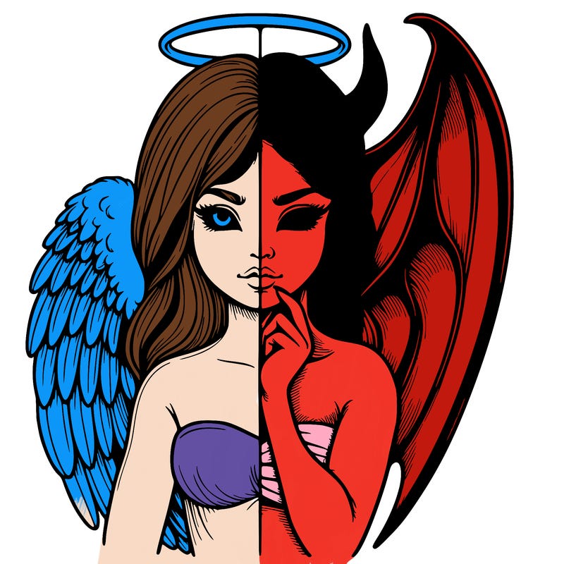 realistic angel half demon